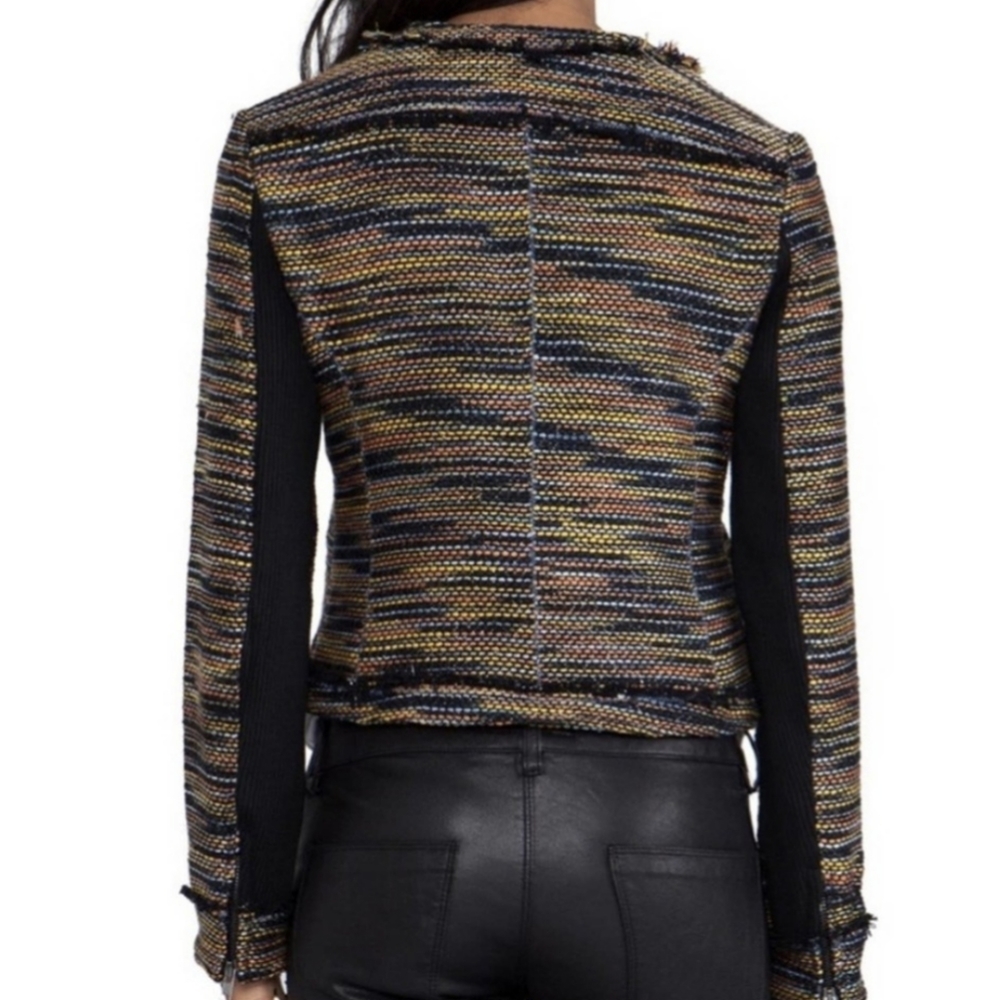 Tweed Fringe Moto Jacket Cropped - Greylin - Picture 2 of 10